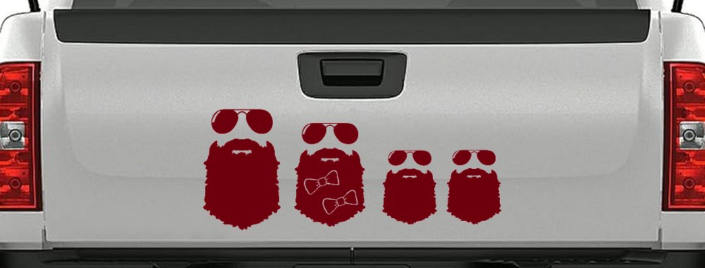 Beard Stick Figure Family Country Car or Truck Window Decal Sticker (Burgundy)