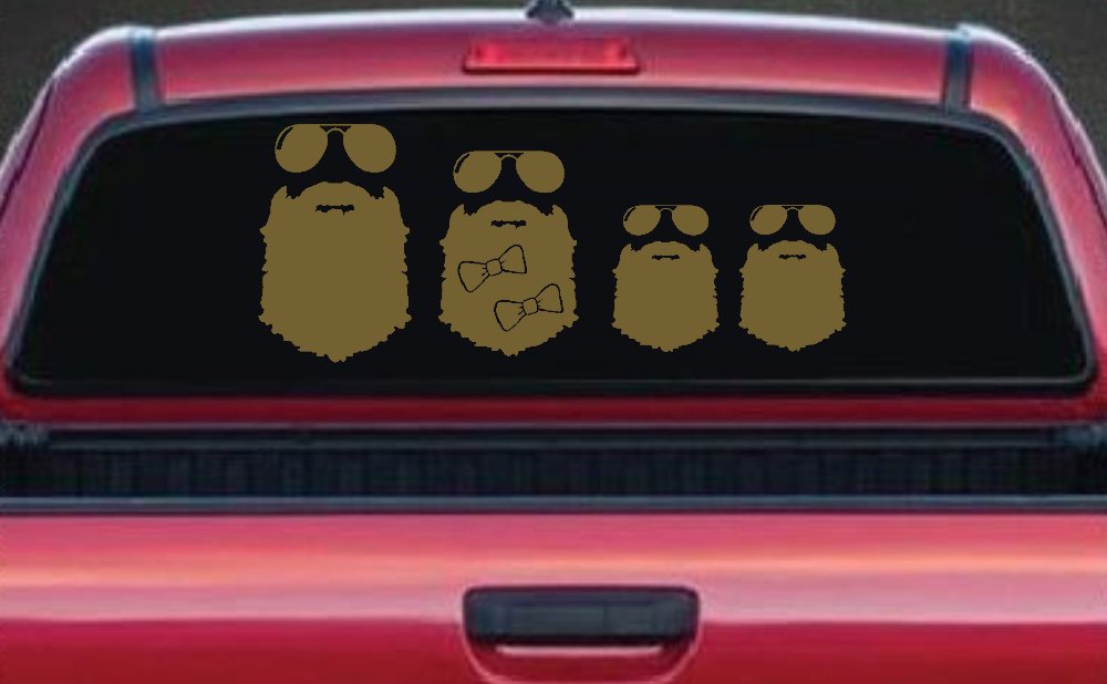 Beard Stick Figure Family Country Car or Truck Window Decal Sticker (Gold)