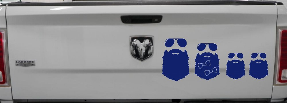 Beard Stick Figure Family Country Car or Truck Window Decal Sticker (Navy)