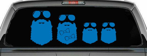 Beard Stick Figure Family Country Car or Truck Window Decal Sticker