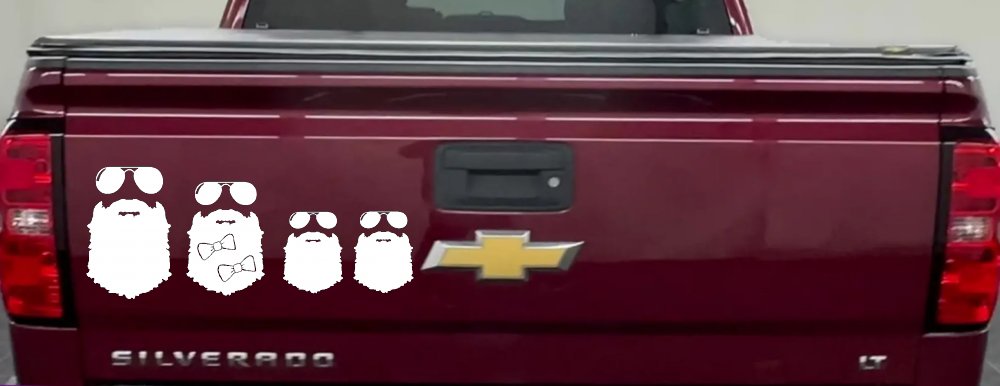 Beard Stick Figure Family Country Car or Truck Window Decal Sticker (White)
