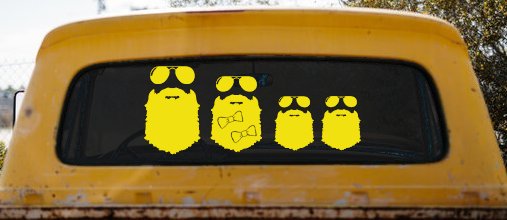 Beard Stick Figure Family Country Car or Truck Window Decal Sticker