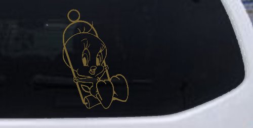 Tweety Bird On Swing Cartoons Car or Truck Window Decal Sticker
