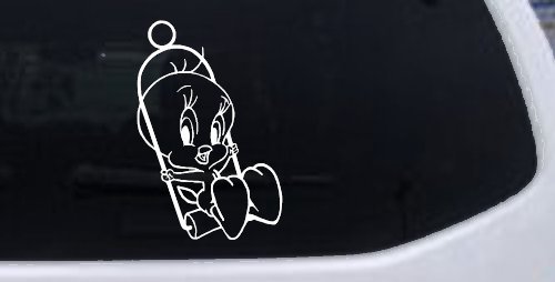 Tweety Bird On Swing Cartoons Car or Truck Window Decal Sticker