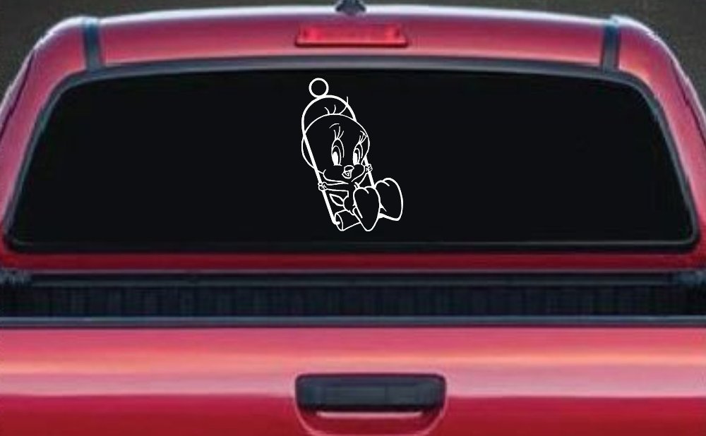 Tweety Bird On Swing Cartoons Car or Truck Window Decal Sticker