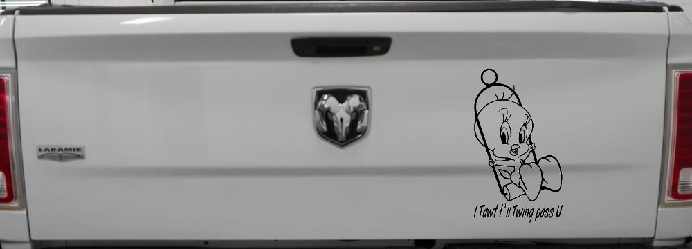 Tweety Bird Twing Pass U Text Cartoons Car or Truck Window Vinyl Decal Sticker (Black)