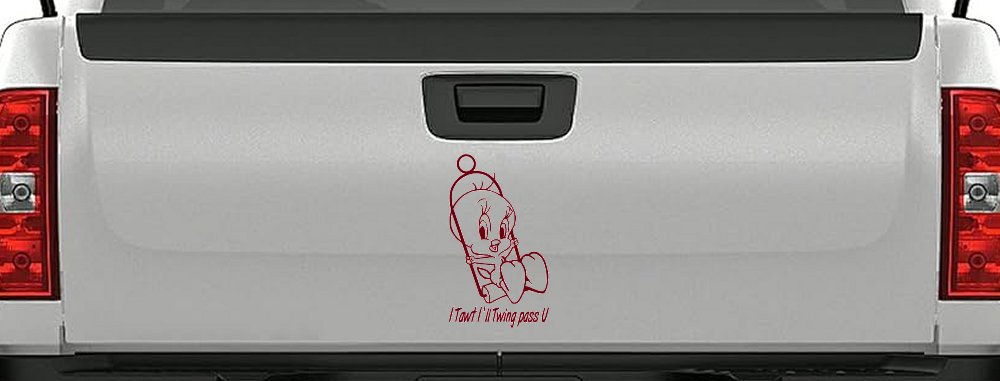 Tweety Bird Twing Pass U Text Cartoons Car or Truck Window Decal Sticker