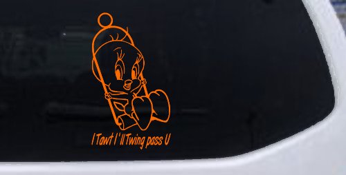 Tweety Bird Twing Pass U Text Cartoons Car or Truck Window Decal Sticker