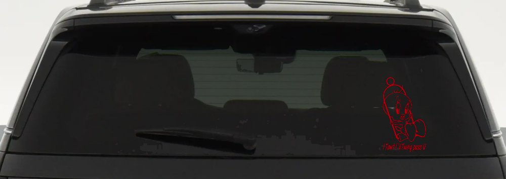 Tweety Bird Twing Pass U Text Cartoons Car or Truck Window Decal Sticker (Red)