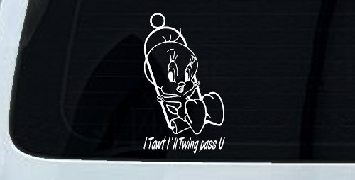 Tweety Bird Twing Pass U Text Cartoons Car or Truck Window Decal Sticker