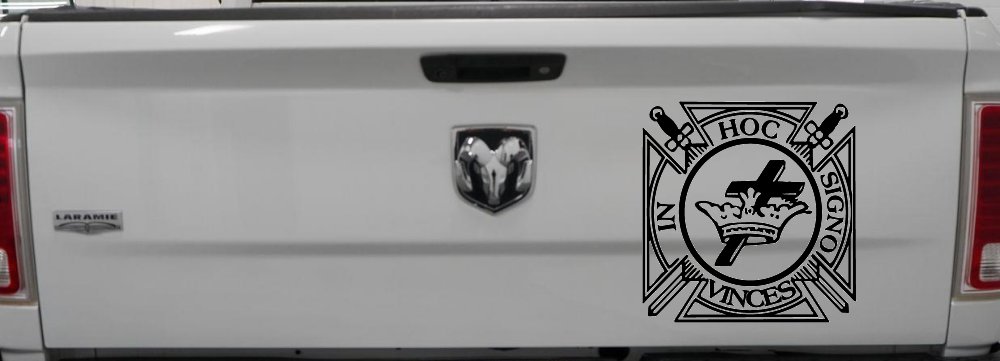 Knights Templar Cross Crown In Hoc Signo Vinces Car or Truck Window Decal Sticker