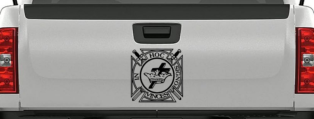 Knights Templar Cross Crown In Hoc Signo Vinces Car or Truck Window Decal Sticker