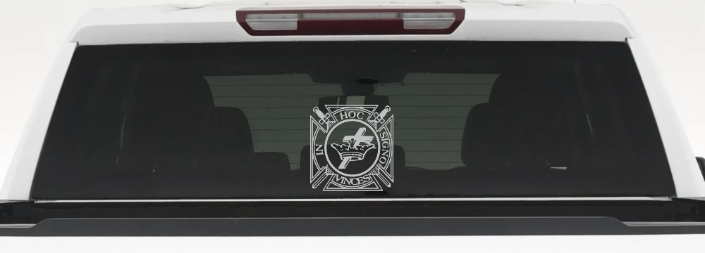 Knights Templar Cross Crown In Hoc Signo Vinces Car or Truck Window Decal Sticker