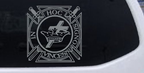 Knights Templar Cross Crown In Hoc Signo Vinces Car or Truck Window Decal Sticker