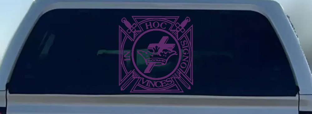 Knights Templar Cross Crown In Hoc Signo Vinces Car or Truck Window Decal Sticker (Violet)