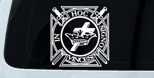 Knights Templar Cross Crown In Hoc Signo Vinces Car or Truck Window Decal Sticker
