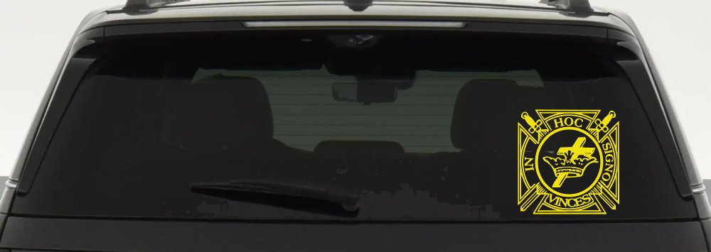 Knights Templar Cross Crown In Hoc Signo Vinces Car or Truck Window Decal Sticker