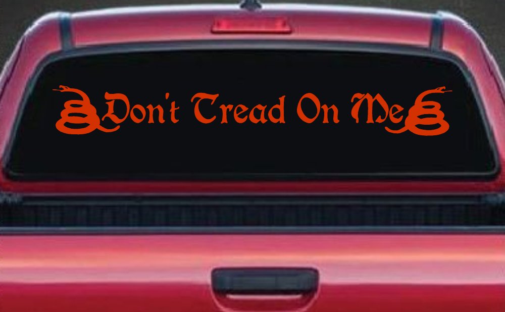Gadsden Don't Tread On Me Freedom Military Car or Truck Window Decal Sticker (Orange Red)