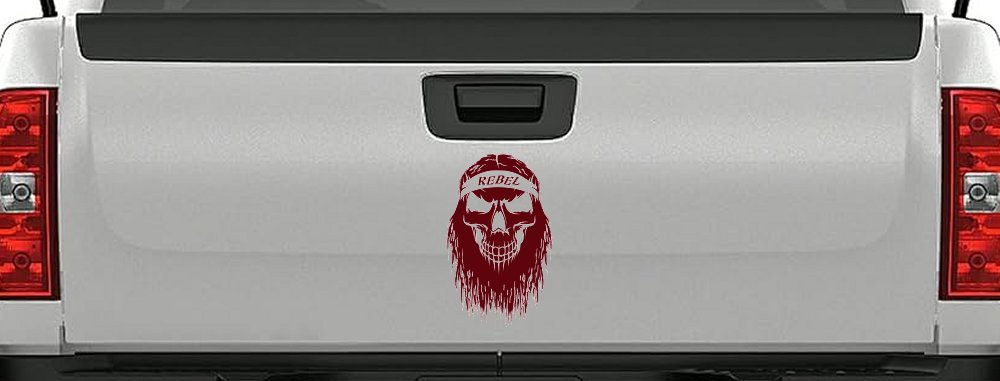 Rebel Skull Beard Skulls Car or Truck Window Decal Sticker (Purple Red)