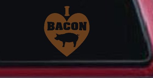 I Love Bacon Funny Car or Truck Window Decal Sticker (Copper)