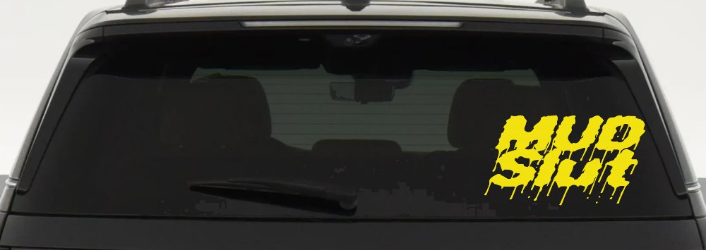 Mud Slut Off Road Car or Truck Window Decal Sticker (Yellow)