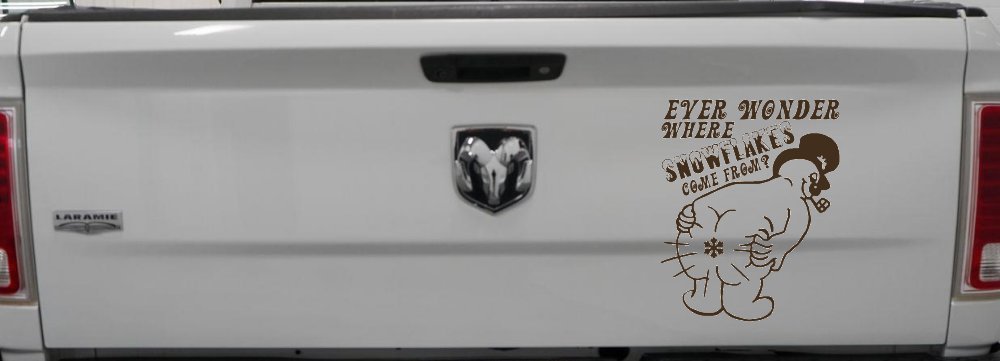 Where Snowflakes Come From Funny Car or Truck Window Decal Sticker (Brown)