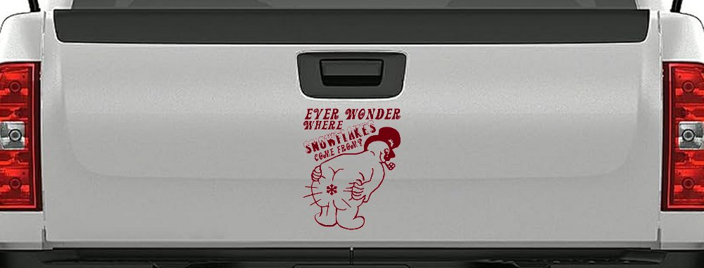 Where Snowflakes Come From Funny Car or Truck Window Decal Sticker (Burgundy)