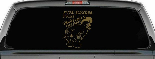 Where Snowflakes Come From Funny Car or Truck Window Decal Sticker (Gold)