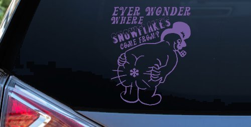 Where Snowflakes Come From Funny Car or Truck Window Decal Sticker (Purple)