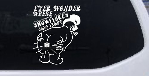 Where Snowflakes Come From Funny Car or Truck Window Decal Sticker (White)