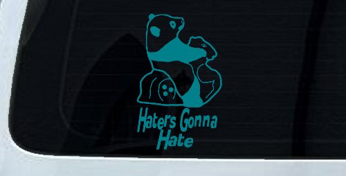 Haters Gonna Hate Panda Funny Car or Truck Window Vinyl Decal Sticker (Turquoise Blue)