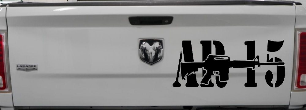 AR 15 Military Rifle With Gun Car or Truck Window Decal Sticker (Black)