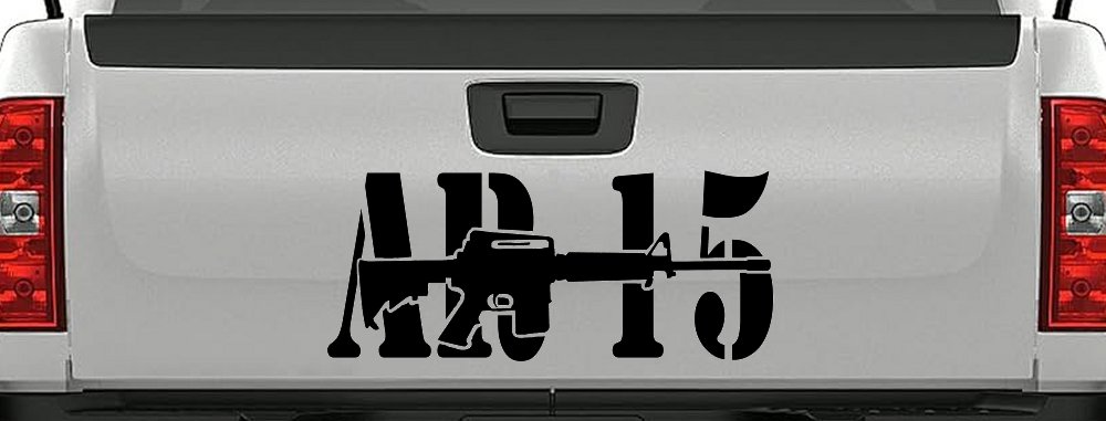 AR 15 Military Rifle With Gun Car or Truck Window Decal Sticker