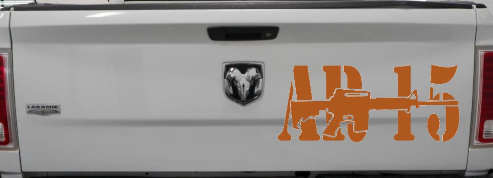 AR 15 Military Rifle With Gun Car or Truck Window Decal Sticker (Nut Brown)