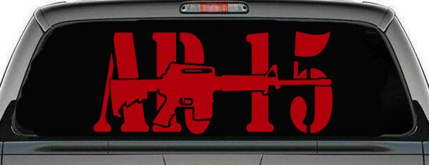 AR 15 Military Rifle With Gun Car or Truck Window Decal Sticker