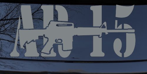 AR 15 Military Rifle With Gun Car or Truck Window Decal Sticker