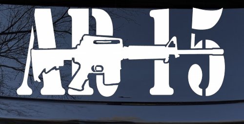 AR 15 Military Rifle With Gun Car or Truck Window Decal Sticker