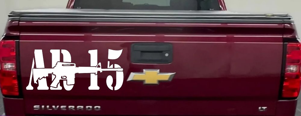 AR 15 Military Rifle With Gun Car or Truck Window Decal Sticker