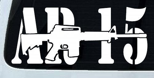 AR 15 Military Rifle With Gun Car or Truck Window Decal Sticker