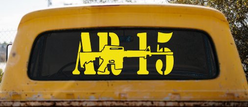 AR 15 Military Rifle With Gun Car or Truck Window Decal Sticker