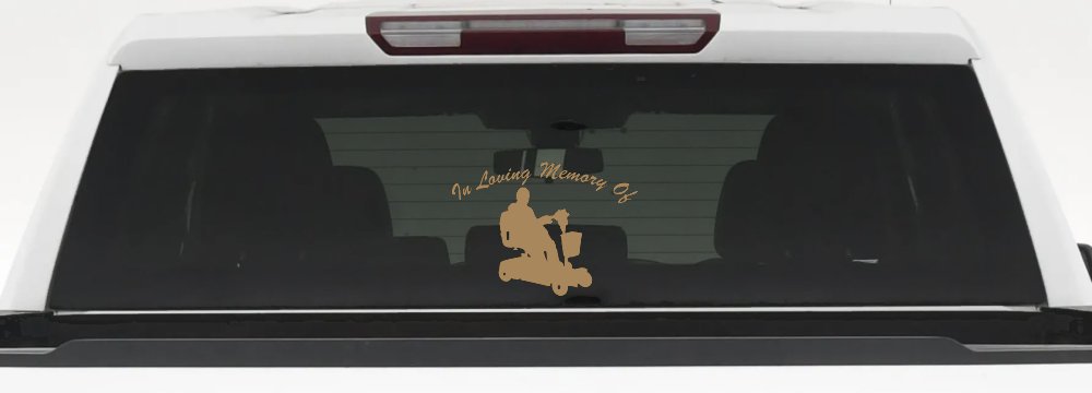 In Loving Memory Of With Handicap Scooter Car or Truck Window Decal Sticker (Light Brown)