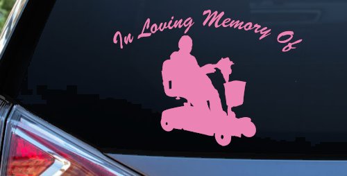 In Loving Memory Of With Handicap Scooter Car or Truck Window Decal Sticker (Pink)