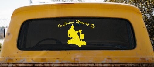 In Loving Memory Of With Handicap Scooter Car or Truck Window Decal Sticker (Yellow)