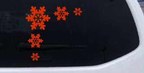 Snowflake Corner Design Car or Truck Window Decal Sticker (Orange Red)