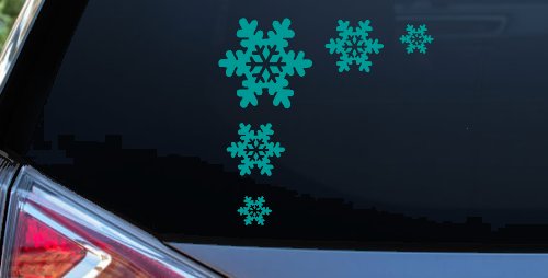 Snowflake Corner Design Car or Truck Window Decal Sticker (Turquoise)