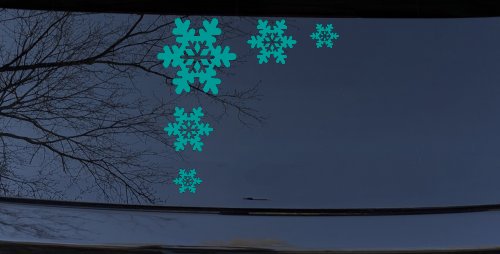 Snowflake Corner Design Car or Truck Window Decal Sticker (Turquoise)