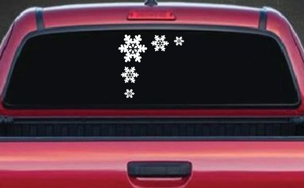 Snowflake Corner Design Car or Truck Window Decal Sticker (White)
