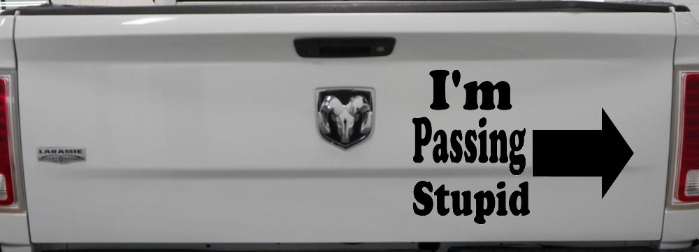 Im Passing Stupid Funny Car or Truck Window Decal Sticker (Black)