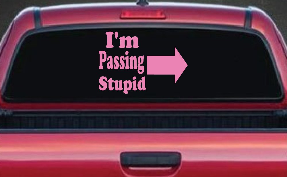 Im Passing Stupid Funny Car or Truck Window Decal Sticker (Pink)