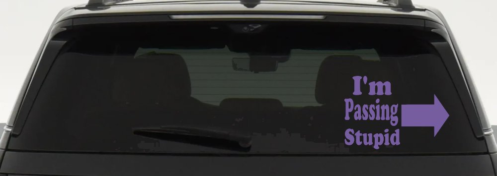Im Passing Stupid Funny Car or Truck Window Vinyl Decal Sticker (Purple)